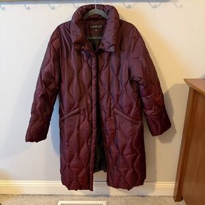 Donatella Down Filled Puffer Jacket Maroon Burgundy Vintage